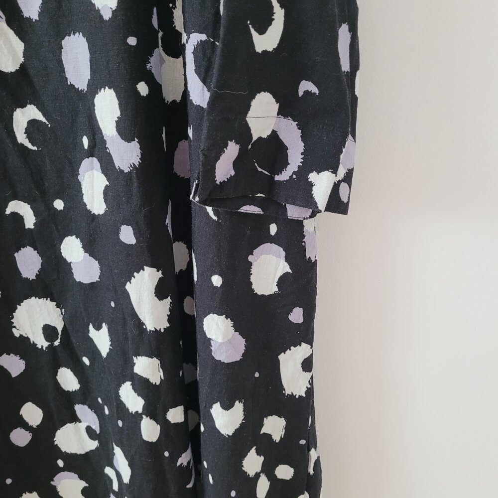 Ulla Popken Flowy Black Dress with Abrstract Grey & White Print-USA 20/22 - Picture 3 of 9